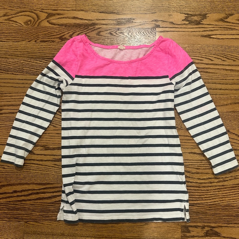 J. Crew Striped 3/4 Sleeve Tee